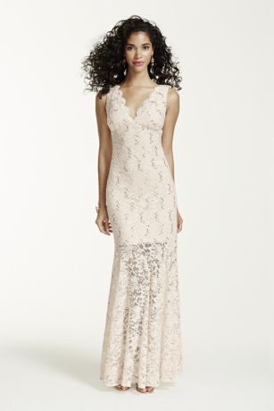 V Neck Stretch Lace and Sequin Dress ...